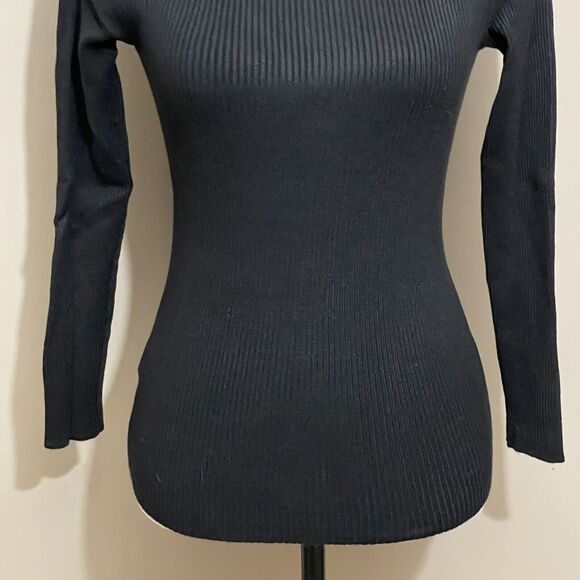 Shein Black Ribbed Lightweight Turtleneck Long Sleeve Bodycon Sweater Size S - Picture 4 of 7